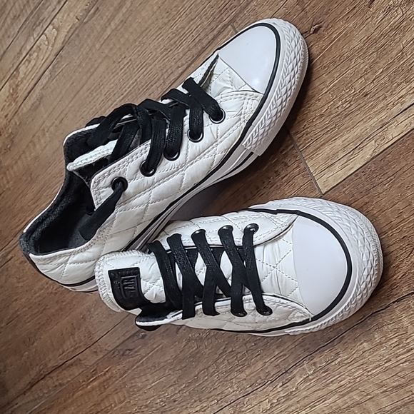 Converse Chuck Taylor Ox diamond Quilted Nylon White Black lined sneakers W 6 - Picture 16 of 16